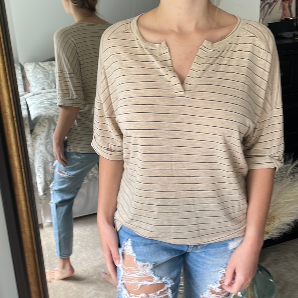 Casual Soft Stripped Baseball Tee